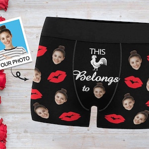 Custom Funny Photo Underwear,Red Lips Briefs,Custom Face Underwear,Christmas Gifts For Boyfriend Husband, Valentine's Day gift