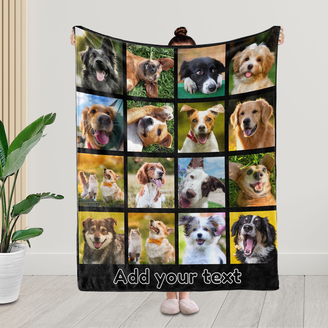 Custom Pet Photo Blanket, Personalized Blanket With Text, Customized