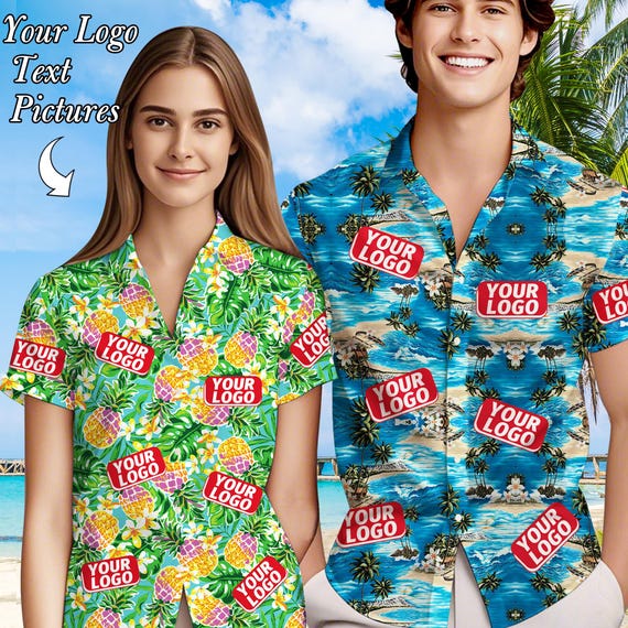 Custom Logo Hawaiian Shirt, Put Your Logo Here, Personalized Logo