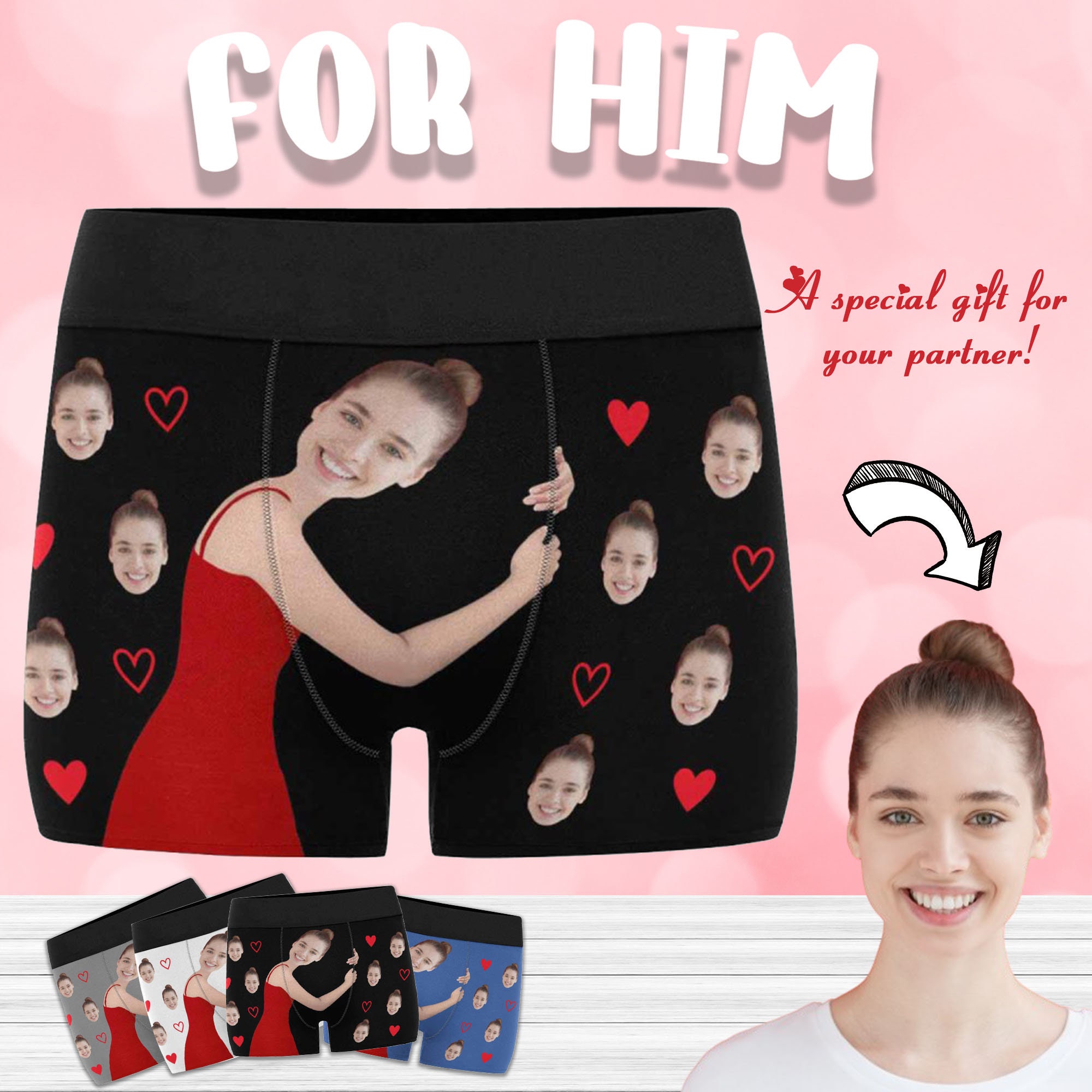 Glohox Customized Face Underwear - Funny Wife Face Shorts Underwear with  Face for Men XS : Clothing, Shoes & Jewelry 