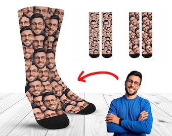 Custom Face Socks, Personalized Photo Socks for Men, Gift for Dad, Sublimated Crew Socks, Cute Socks, Fathers Day Gifts, Gift for Dad