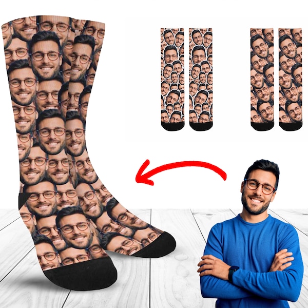 Custom Face Socks, Personalized Photo Socks for Men, Gift for Dad, Sublimated Crew Socks, Cute Socks, Fathers Day Gifts, Gift for Dad