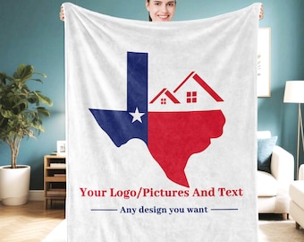 Manta con texto de tu diseño, mantas con fotos personalizadas, manta de regalo corporativa personalizada