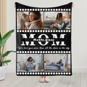 Best Mom Ever Photos Collage Blanket, Custom Roll Film Photo Blanket, Mom Banket Personalized, Best Mom Gift, Mom Birthday Gift