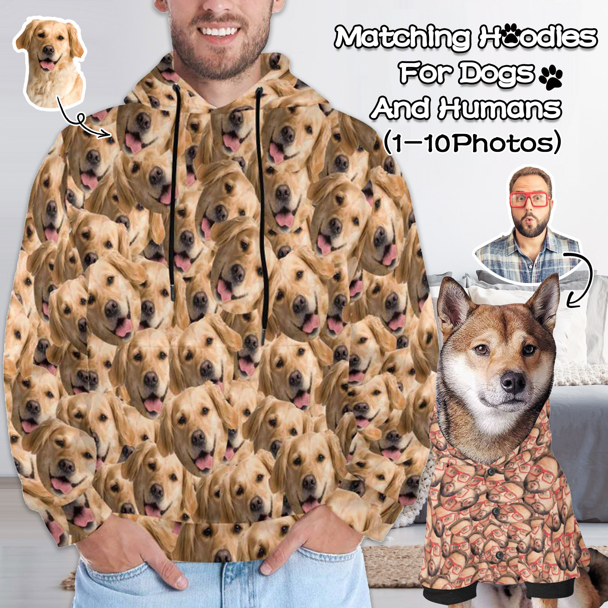 Custom Photo Hoodie: Matching Pet & Owner Sweatshirt - Etsy