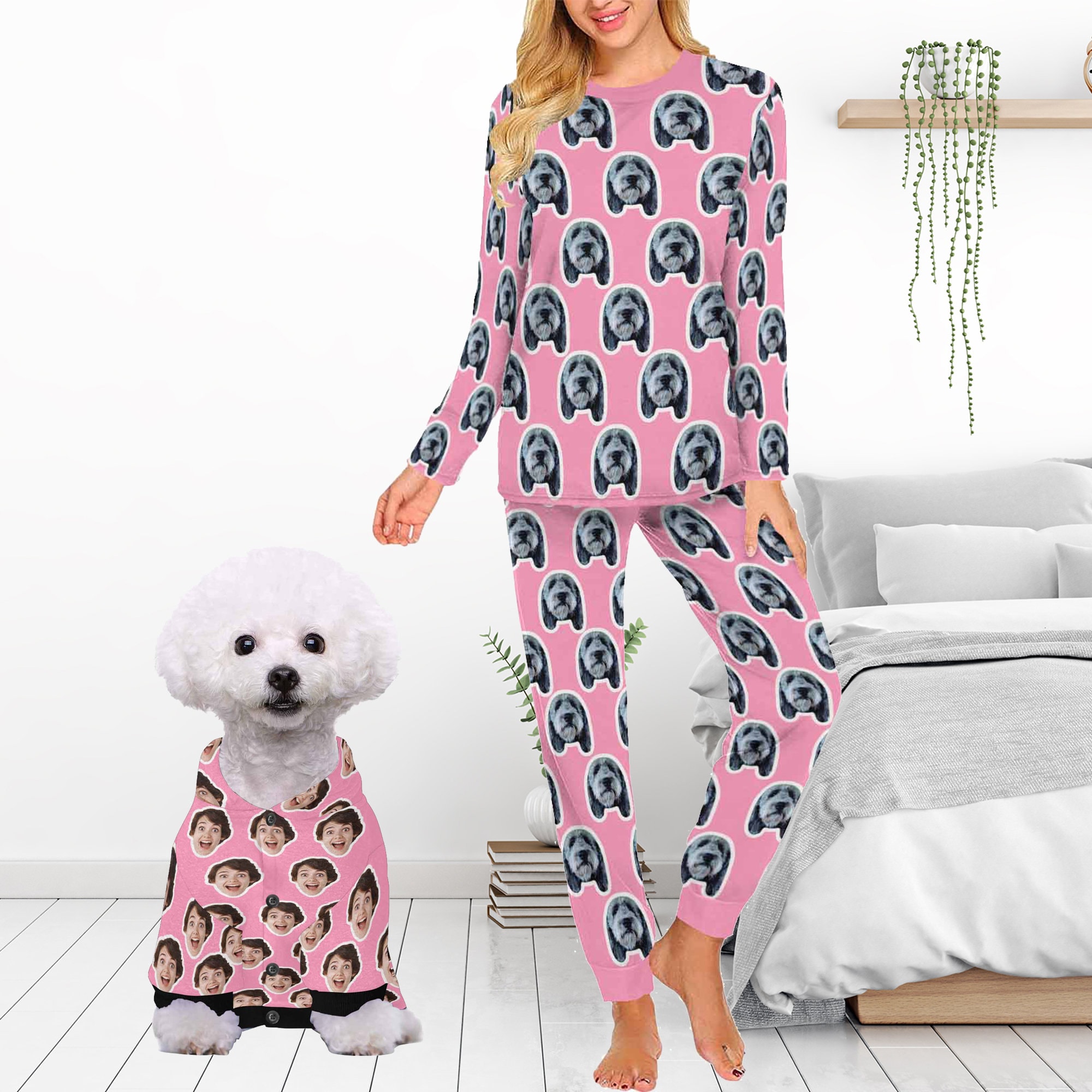 Women's Cute Puppy Dog All-Over-Print Cotton Jersey Knit Pajama Shorts