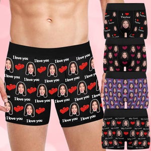 Personalized Face Boxer Briefs, Custom Boxers with Faces, Valentines Day Gift for Him