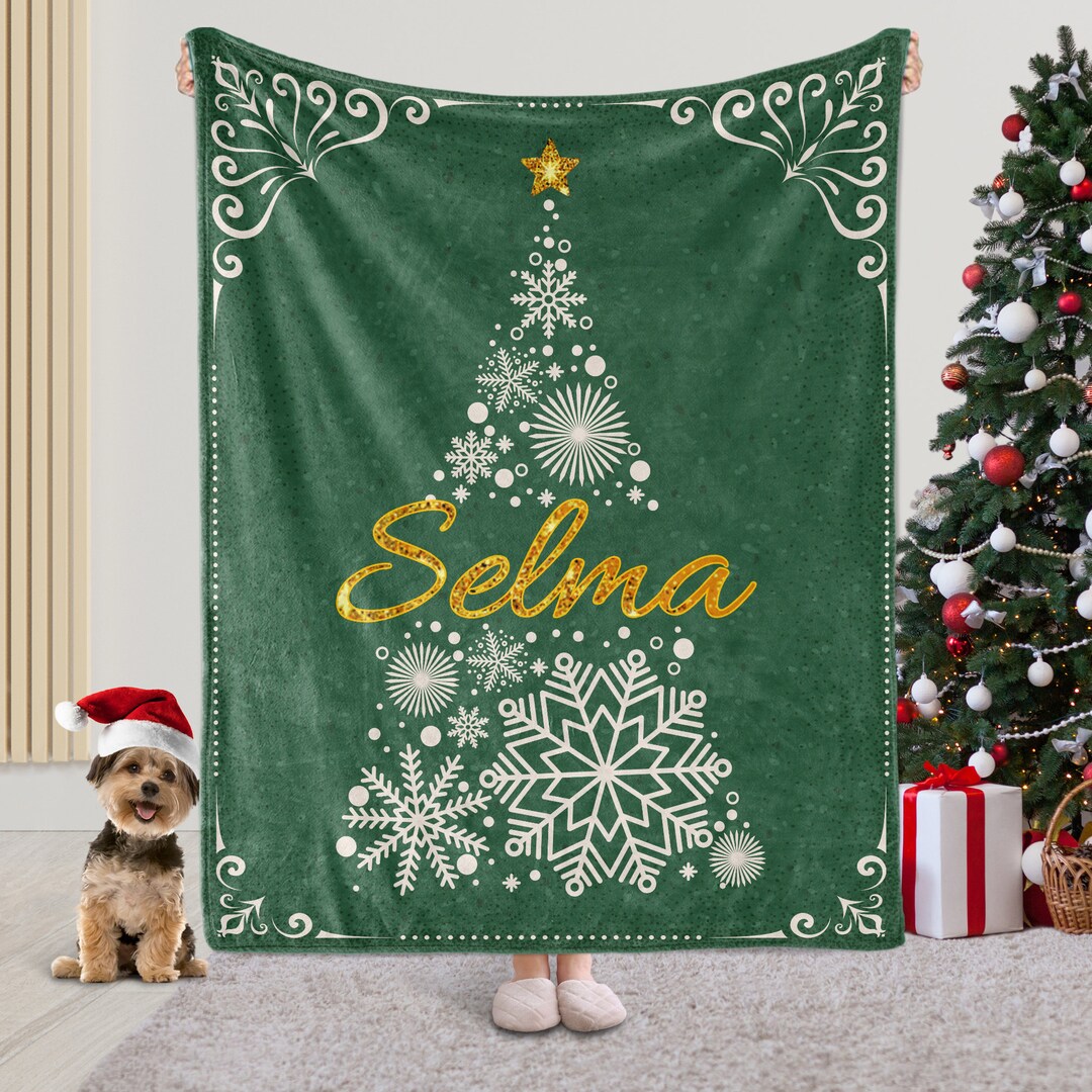 Christmas Blanket Personalization, Custom Blanket With Name, Christmas