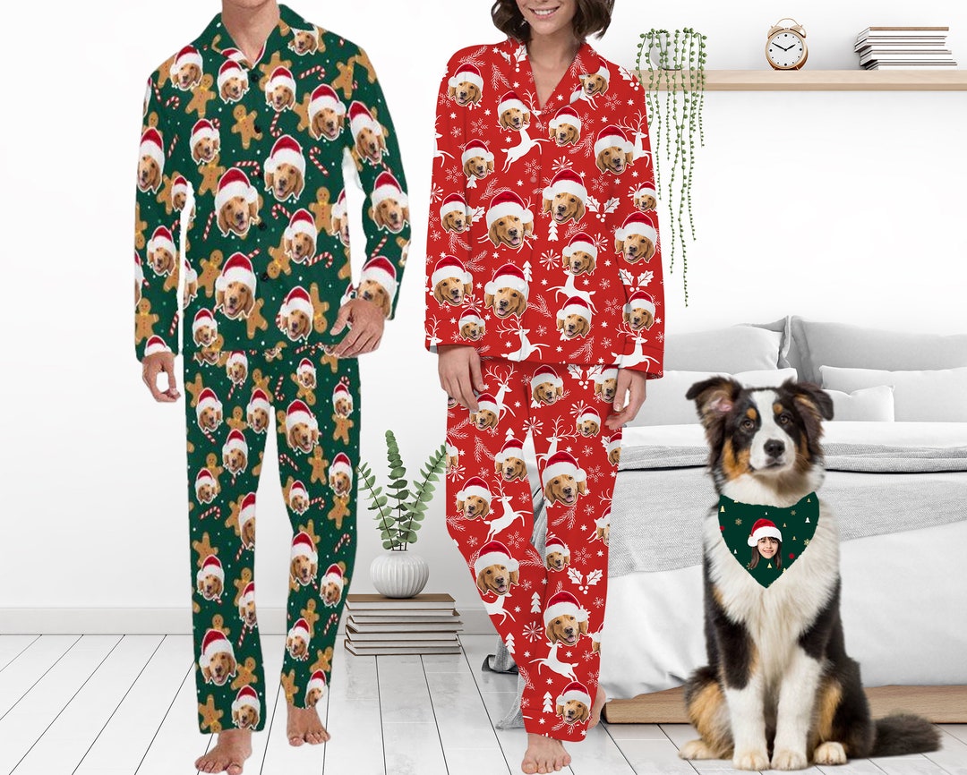 Custom Dogs Cats Faces Pajamas,christmas Pajamas Pants, Matching ...