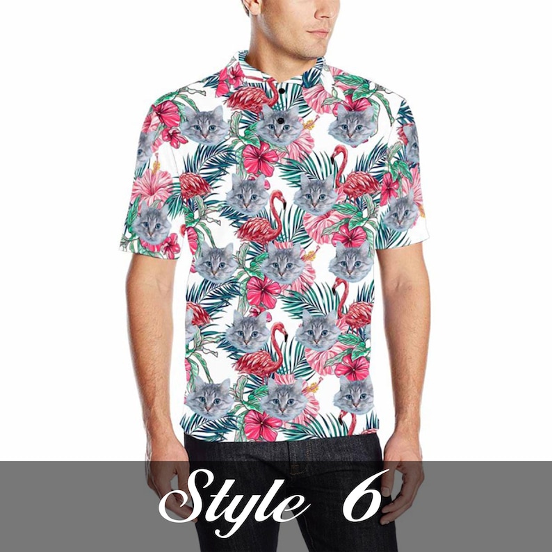 Personalized Hawaiian Polo Shirt with Face, Custom Photo/Logo Polo Shirt for Men, Custom Face Shirt, Custom Short Sleeve, Gift for Dad image 8