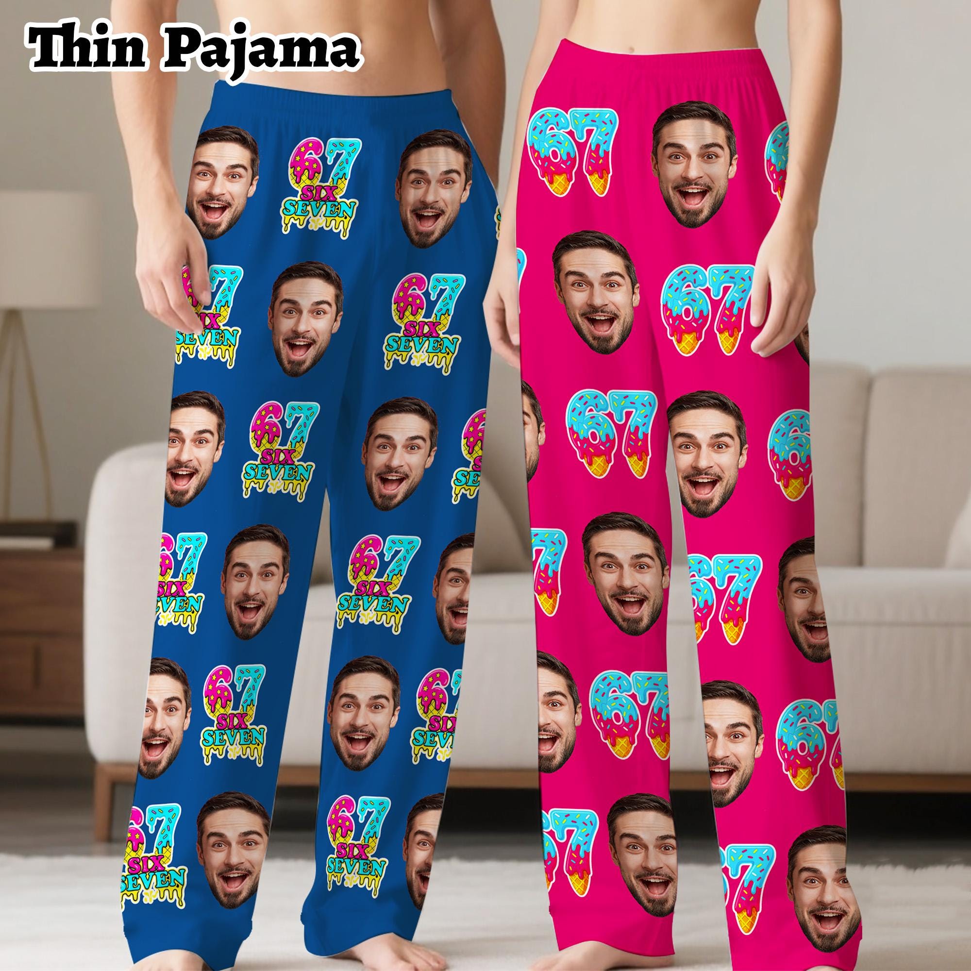 Custom 67 Meme Photo Flannel Pajama Pants: Personalized Six Seven ...