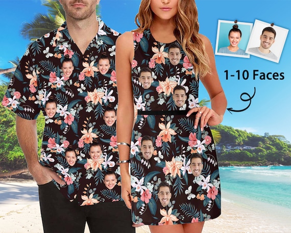Chemise hawaïenne personnalisée et robe de plage, robe de plage d