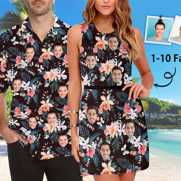 Personalized Face Hawaiian Shirt & Dress: Custom Floral Matching Outfits