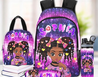 Sac à dos Afro Black Girl personnalisé : sac de voyage scolaire personnalisé