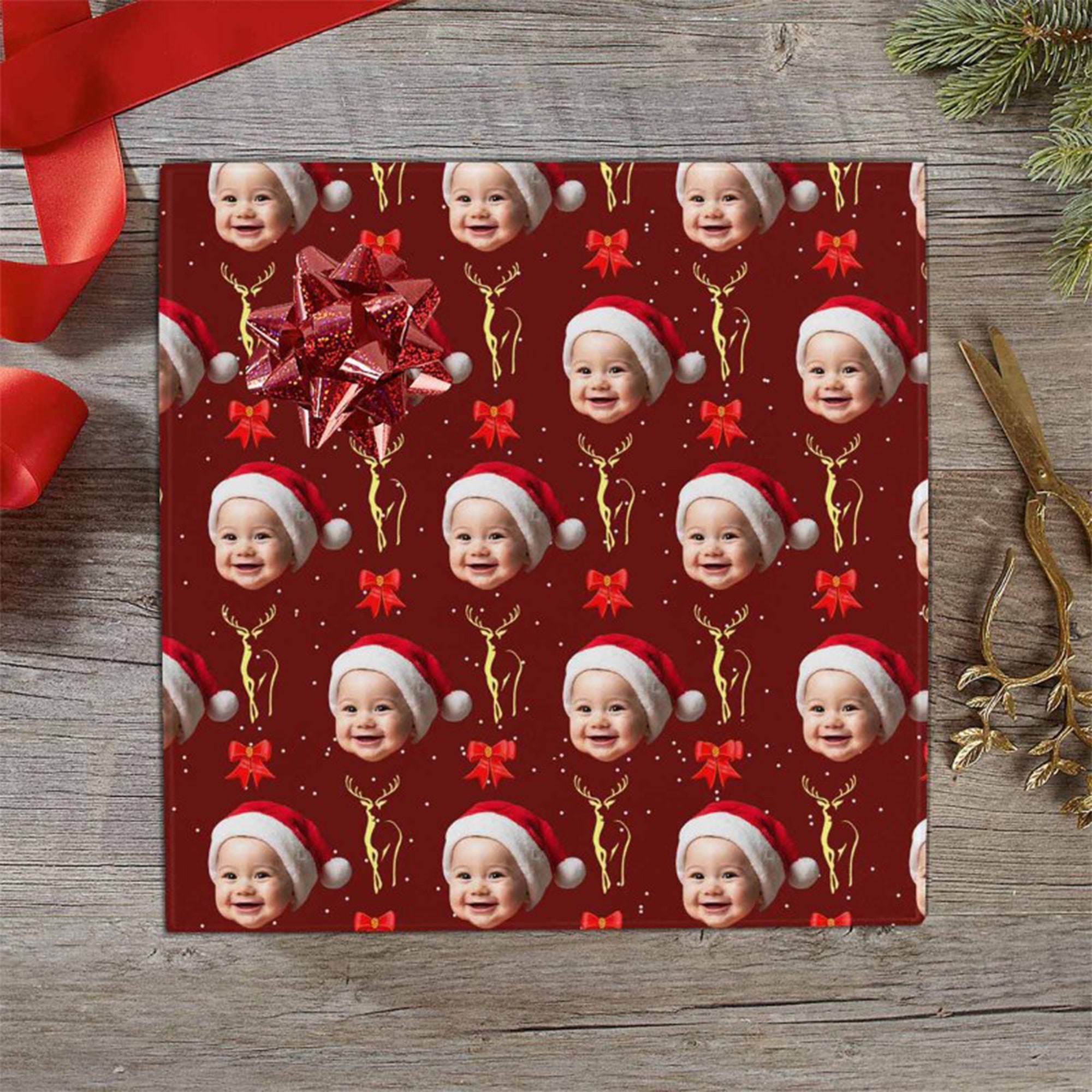 Christmas Wrapping Paper, Personalized Gift Paper, Custom Face Paper, Funny Gift Wrap, Xmas Gift Wrapping, Photo Wrapping Paper