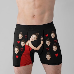 Personalize Boxers with Face, Custom Photo Man's Underwear, Gift for Man, Anniversary/Birthday/Wedding Gifts, Black/Grey/White/Blue Boxers image 2