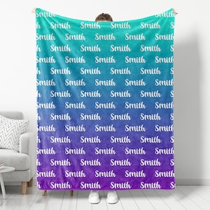 Custom Blanket with Name, Gradient Blanket, Personalized throws with your Name, Blanket for Couples, Name Blanket Adult, Christmas Gifts
