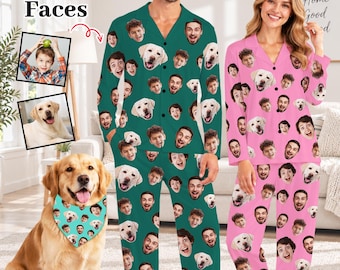 Custom Face Photo Pajamas Sets: Personalized Couple Matching Pajamas Set, Christmas Pjs