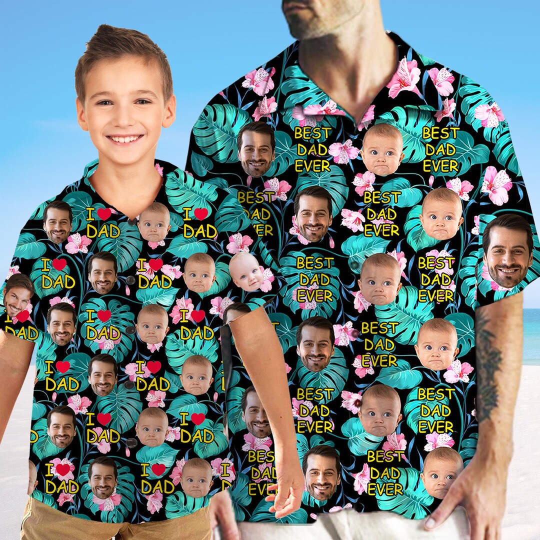 Custom Dad and Son Hawaiian Shirts, Father Son Matching Hawaiian Shirts ...