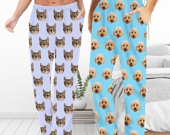 Custom Pet Photo Pajama Pants: Personalized Dog Cat Face PJs