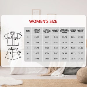 Peut inclure: Un tableau indiquant les tailles de v&ecirc;tements pour femmes avec des mesures en pouces pour la longueur, la largeur de la poitrine, la longueur des manches, la longueur du bas, les hanches et la taille.