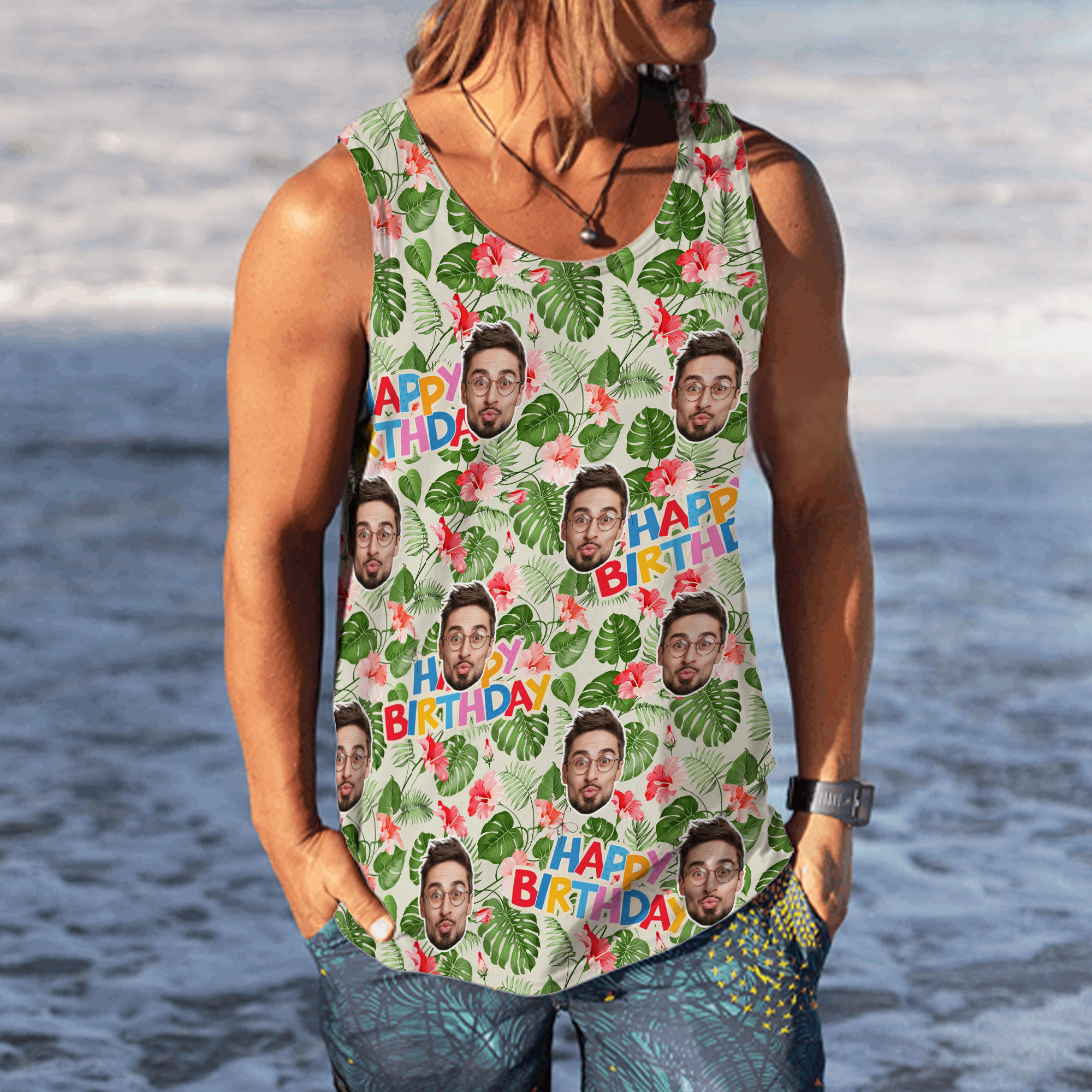 Customised Top Fun Custom Face Tank Top: Funny Birthday Gift, All Over Print - Etsy