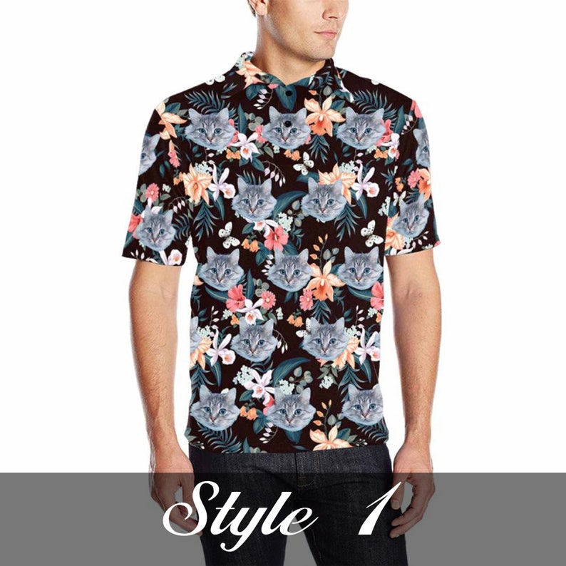 Personalized Hawaiian Polo Shirt with Face, Custom Photo/Logo Polo Shirt for Men, Custom Face Shirt, Custom Short Sleeve, Gift for Dad image 3