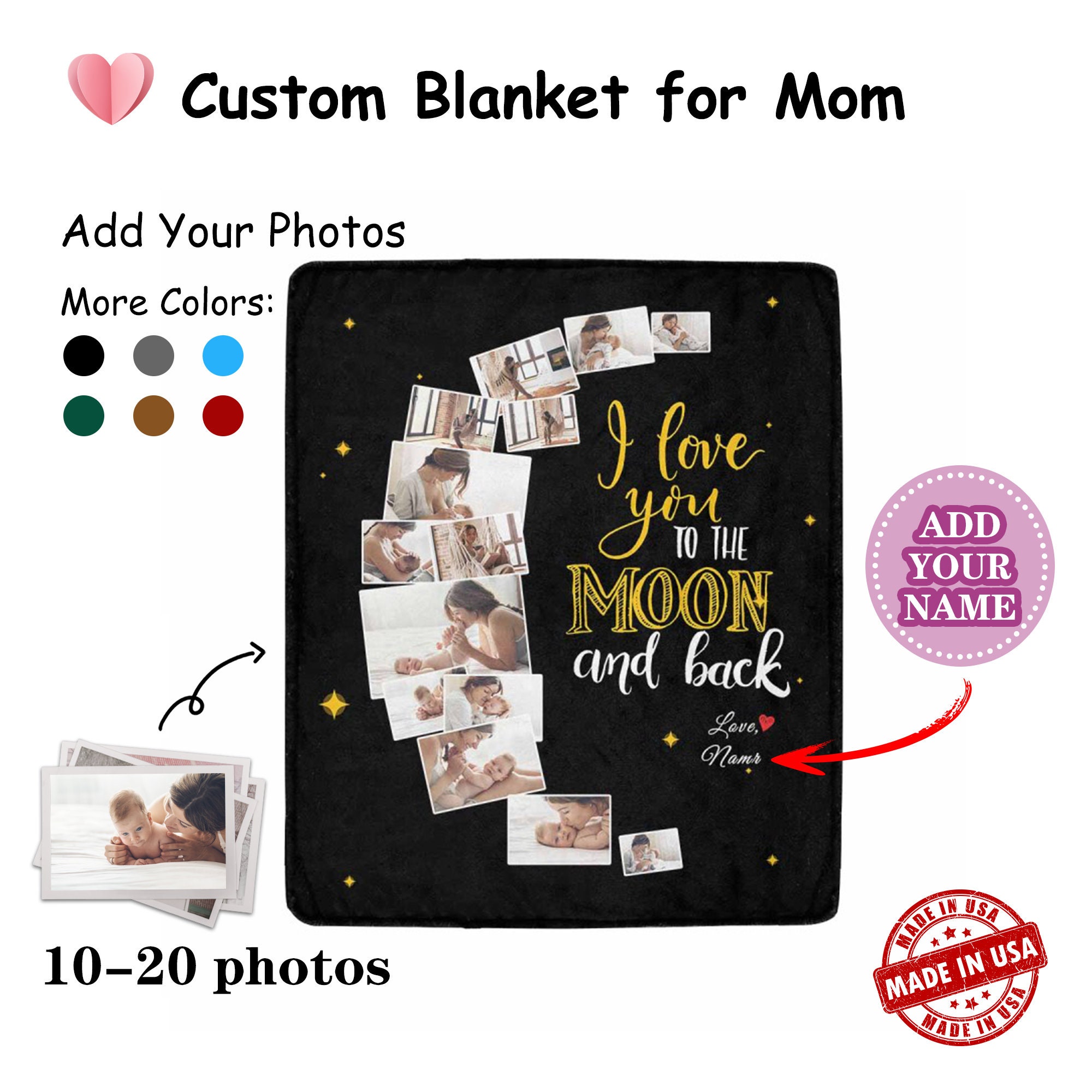 I Love You to the Moon and Back Blanket for Mother Custom Etsy