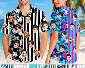 Personalized Photo Palm Tree Hawaiian Shirts: Custom Face Logo Tropical Shirt