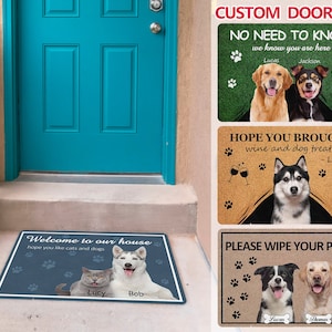 Personalized Pet Photo Doormat, Custom Cat Doormat, Dog&Cat Lover Housewarming Outdoor No Slip Mat, Funny Doormat, Pet Gifts for Dog Owners