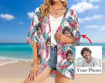 Custom Photo Beach Cover Up: Personalized Hawaiian Kimono Duster