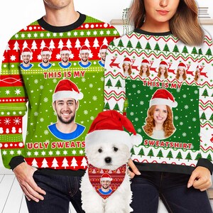 Custom Ugly Christmas Sweater with Photo Logo, Personalized Photo Sweatshirts, Funny Christmas Sweater, Christmas Ugly Sweater Company Party