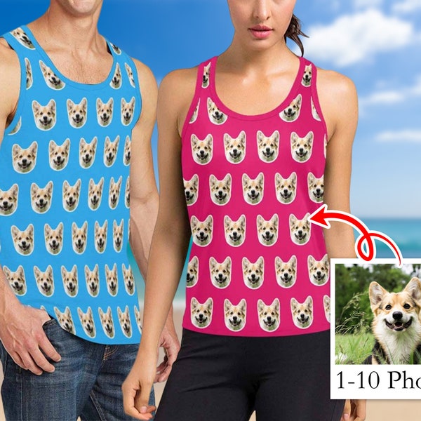 Custom Face Tank Tops, Photo Tank Top Men, Personalized Pet Dogs Cats Tank Top for Women, Matching Couples Tank Top, Funny Tank Tops