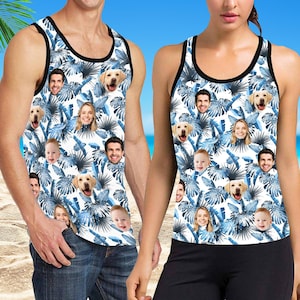 Custom Hawaiian Tank Tops, Personalized Face Tank Tops, Bachelor Party Tank Tops, Birthday Party Tank Tops, Photo Tank Tops, Gift for Him