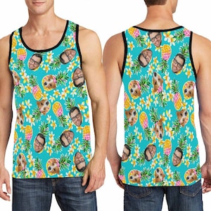 Benutzerdefinierte hawaiianische Tank Tops, Gesicht Tank Top, personalisierte Foto Tank Top für Frauen, passende Paare Tank Top, lustige Tank Tops, Ananas Tops