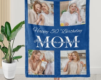 Custom Mom Blanket, Mothers Day Blanket, Mom Birthday Blanket, Custom Photo Blanket, Custom Text Blanket, Gift for Mom, Photo Collage Gift.