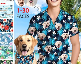 Custom Pet Face Hawaiian Shirt: Personalized Photo Aloha Shirt, Dog Owner Matching Set