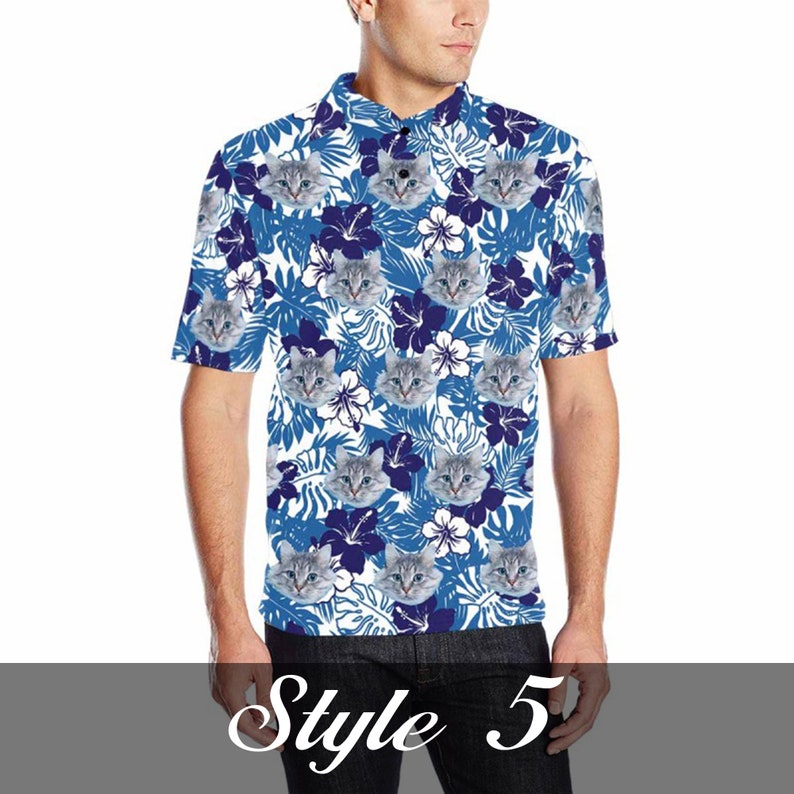 Personalized Hawaiian Polo Shirt with Face, Custom Photo/Logo Polo Shirt for Men, Custom Face Shirt, Custom Short Sleeve, Gift for Dad image 7