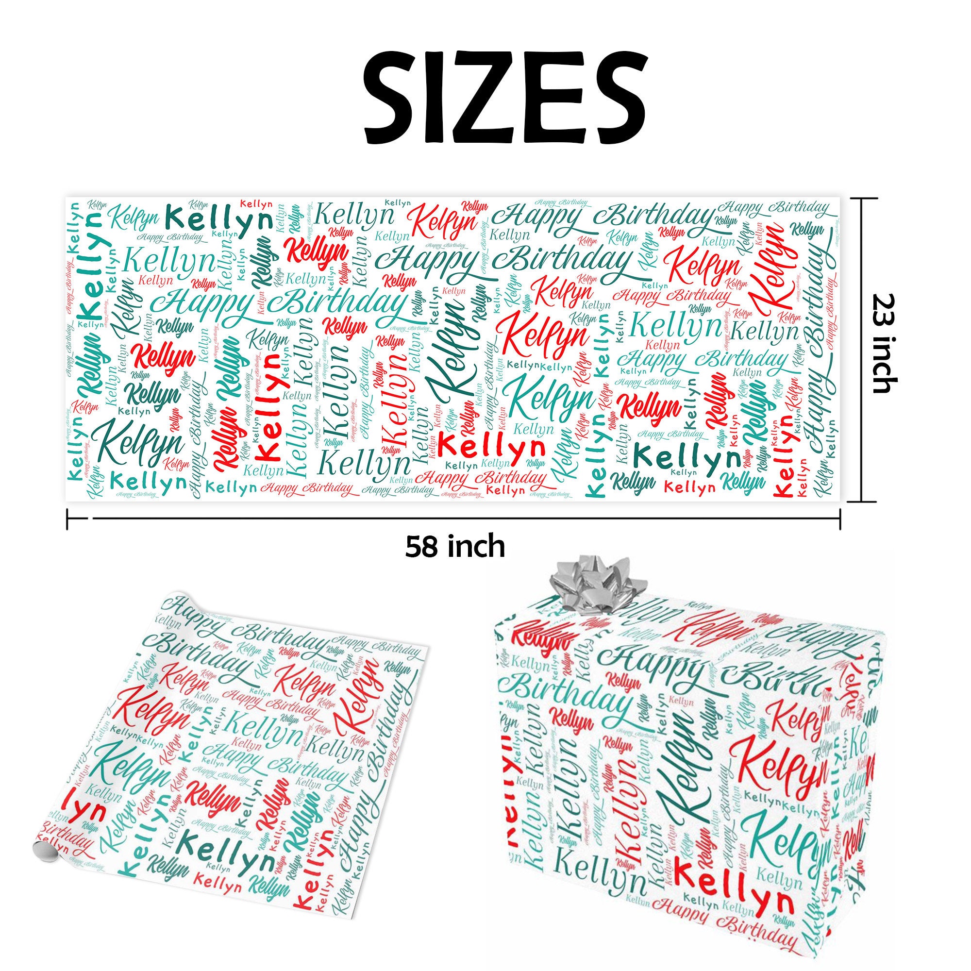 Custom Text Wrapping Paper: Personalized Name Gift Wrap - Etsy