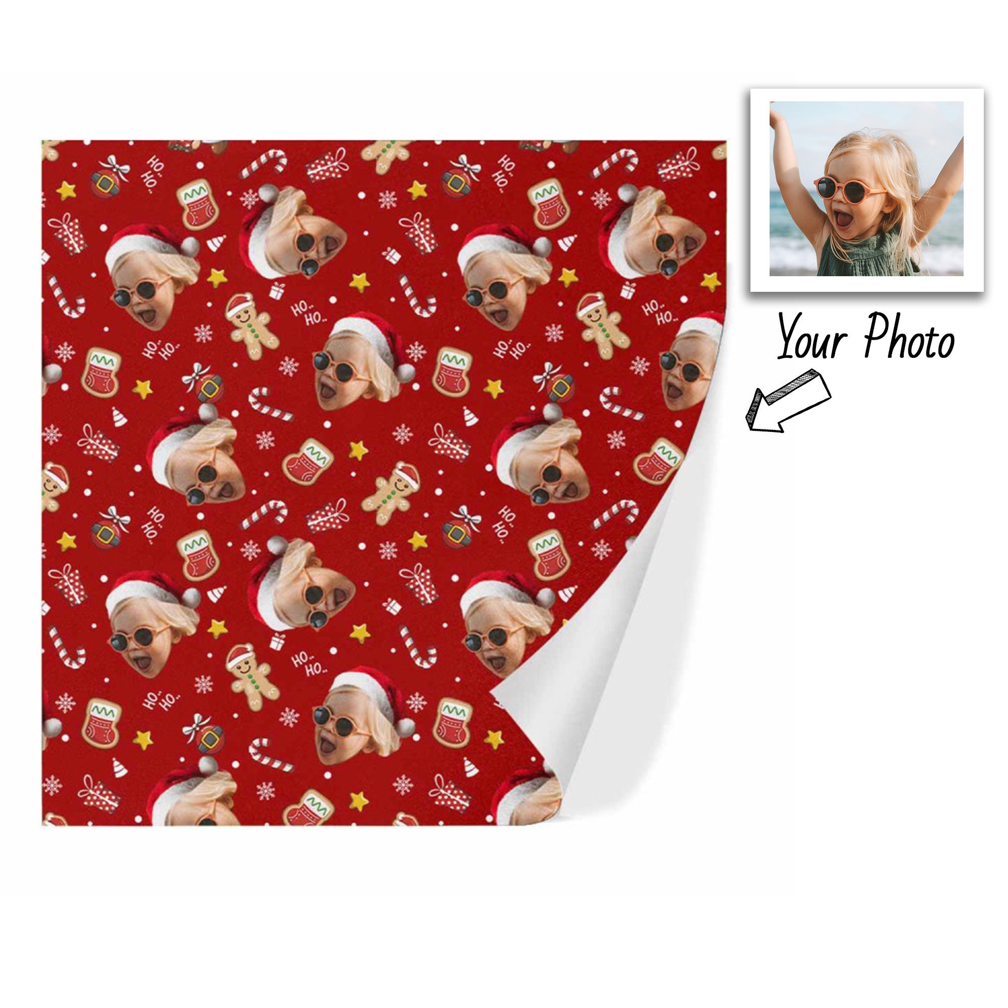 Christmas Wrapping Paper, Personalized Gift Paper, Custom Face Paper, Funny Gift Wrap, Xmas Gift Wrapping, Photo Wrapping Paper