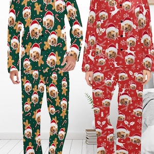 Custom Pet Face Christmas Pajamas: Matching Family Photo PJs