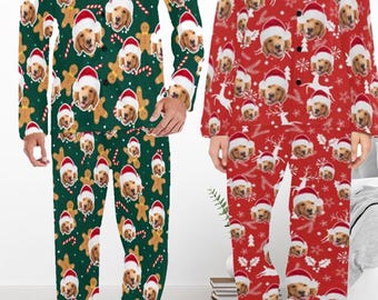 Custom Pet Face Christmas Pajamas: Matching Family Photo PJs