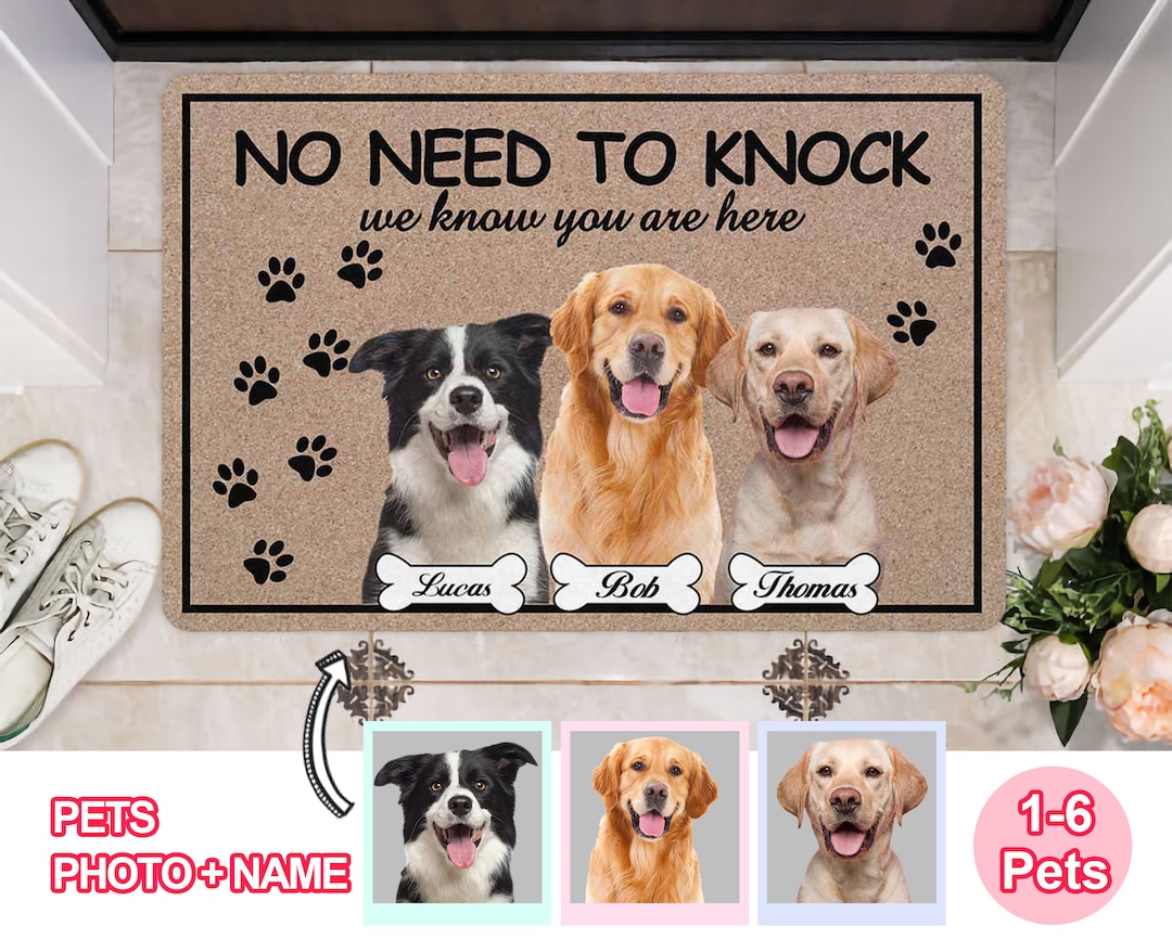Custom Dog Doormat, Personalized Welcome Pets Mat, Funny Dogs Rugs