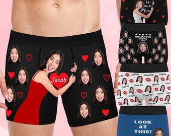 Personalized Men's Boxer Briefs, Custom Face Underwear, Gift for Boyfriend, Photo Boxers