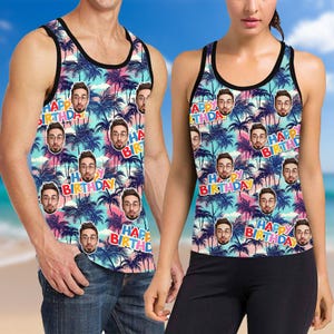 Alles Gute zum Geburtstag Tank Tops, Benutzerdefinierte Gesicht Tank Tops, personalisierte Tank Top, lustige Tank Tops, Geburtstagsfamilie Shirts, Geburtstagsgeschenke für Ihn