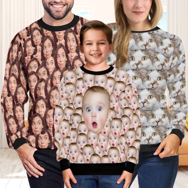 Custom Face Sweatshirt, Custom Photo Sweater, Personalized Face Sweatshirt, Family Sweatshirt Christmas, Custom Family Photo Sweater