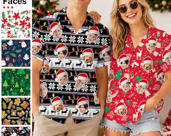 Personalized Photo Christmas Hawaiian Shirts: Custom Merry Christmas Face Shirt, Holiday Gift