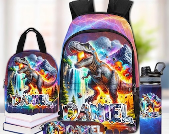 Personalisierter T-Rex Dinosaurier Rucksack: Individueller Jungen Schulrucksack