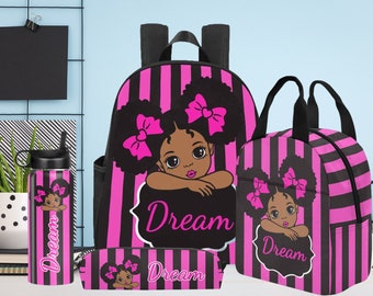 Custom Toddler Backpack, Personalized School Bag for Girls, Custom Bookbag, Custom Lunch Bag, Personalized Water Bottle for Kids
