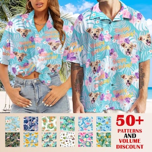 Kundenspezifisches Geburtstags-Shirt mit Gesicht, Geburtstagsparty-Gruppen-Shirt, Familien-passendes Hemd, Haustier-Geburtstags-Shirt, benutzerdefiniertem Foto-Text-Hawaii-Hemden
